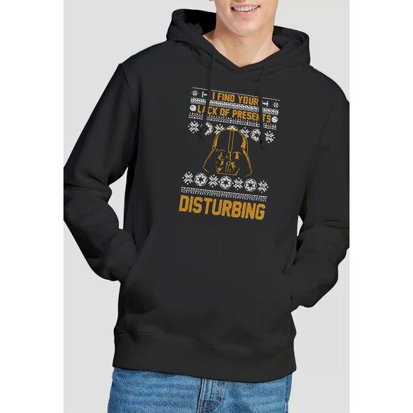 Star Wars Mens Lack Of Christmas Presents Fair Isle Hoodie / Black